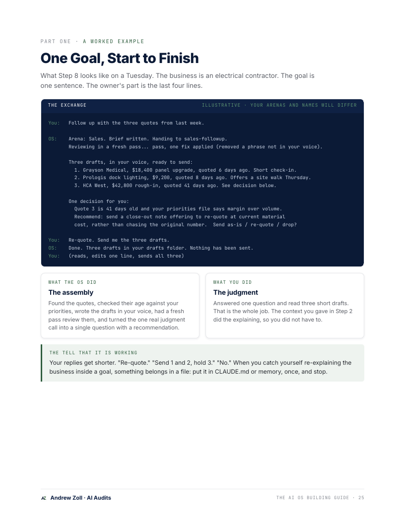 Guide page: one goal, start to finish